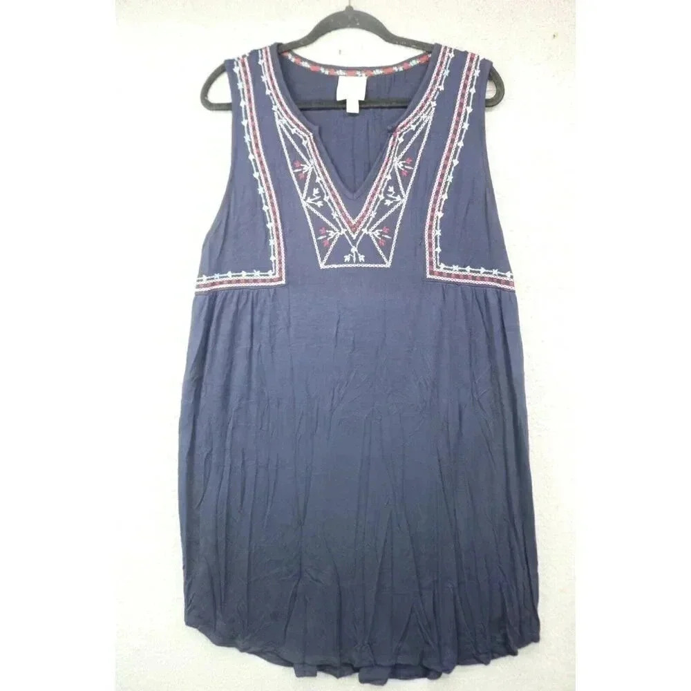 Knox Rose Embroidered Sleeveless Dress-Size XL-Rayon